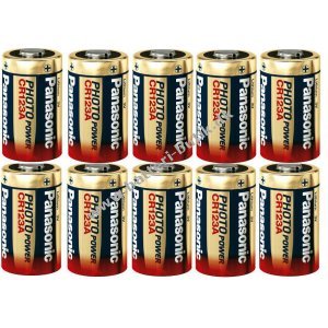 10 x Panasonic CR123A 3V Lithium Batterier