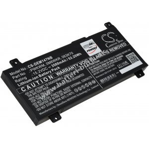 Batteri passer til  Laptop Dell Inspiron 14 7466, Inspiron 14 7477, Type 0M6WKR