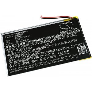 Batteri egnet til E-Book Reader Barnes & Noble GlowLight 3, BNRV520, Type PR-305084-ST