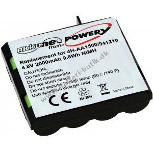 Batteri kompatibel med Compex Type 4H-AA1500, 941210 4,8V 2000mAh (Ikke Original)