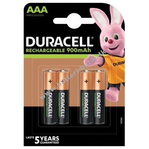 Duracell Duralock Recharge Ultra AAA Micro Batteri 900mAh 4er Blister