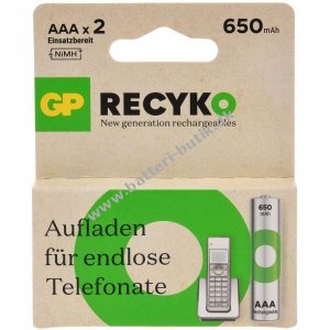 Batteri til GP HR03 2er Blister 650mAh