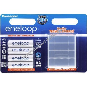 Panasonic eneloop Batteri AA - 4er-Blister + Schutzbox (BK-3MCDEC4BE)