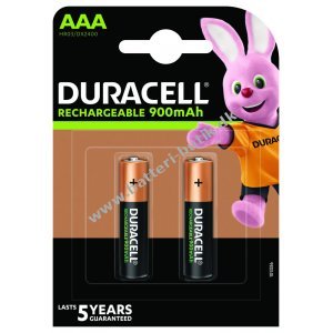 Duracell Rechargeable AAA, Micro, HR03 Batteri 900mAh 2er Blister