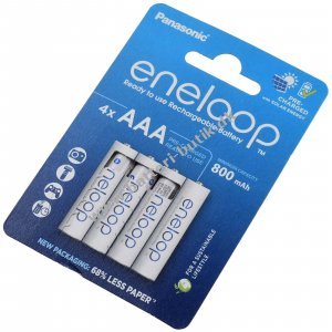 Panasonic eneloop Ready-to-Use AAA Micro Batteri, Genopladelige Batterier 800mAh NiMH 4er Pack