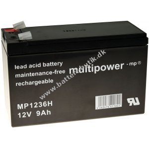 Powery Blybatteri MP1236H til UPS APC Smart-UPS SC 420 9Ah 12V (Erstatter også 7,2Ah/7Ah)