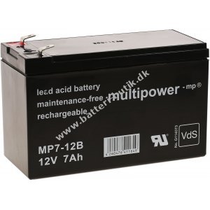 Erstatningsbatteri (multipower) til UPS APC Smart-UPS SC 420 12V 7Ah (erstatter 7,2Ah)