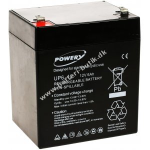 Powery Blygel Batteri 12V 6Ah erstatter APC RBC 46
