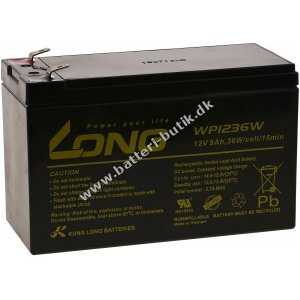 KungLong Bly-Gel Batteri UP9-12 kompatibel med Panasonic Type LC-R127R2PG1 12V 9Ah (Erstatter ogs 7,2Ah