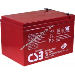 CSB Blybatteri EVH12150/X3 12V 15Ah Cyklisk