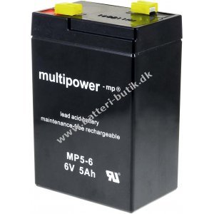 Powery Erstatningsbatteri til Lampe Johnlite Staubsauger Halogen Lampe 6V 5Ah (erstatter ogs 4,5Ah 4Ah)