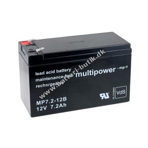 Powery BleiBatteri (multipower) MP7,2-12B VdS kompatibel med FIAMM Typ FG20722