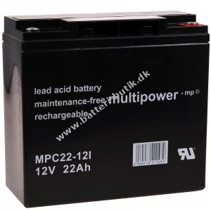 Powery Batteri til Ndstrm (USV) 12V 22Ah (erstatter ogs 17Ah, 18Ah, 19Ah) cyklisk