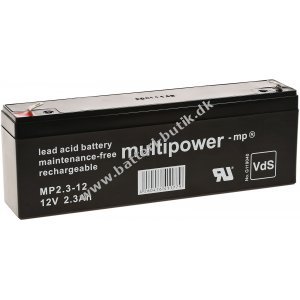 Powery Blybatteri (multipower) MP2,3-12 erstatter MP2,2-12 Vds