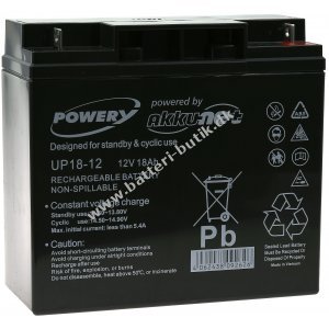 Powery Bly-Gel Batteri kompatibel med FIAMM Typ FG21803 12V 18Ah