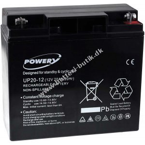 Powery Bly-Gel Batteri UP20-12 12V 20Ah (erstatter ogs 18Ah)
