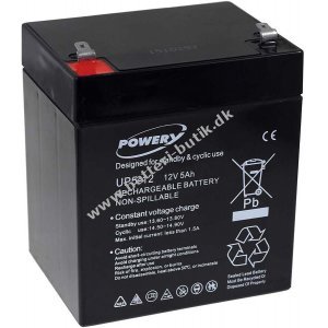Powery Bly-Gel Batteri UP5-12 kompatibel med FIAMM Typ FG20451 12V 5Ah