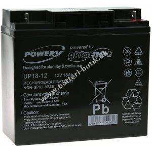 Powery Bly-Gel Batteri 12V 18Ah