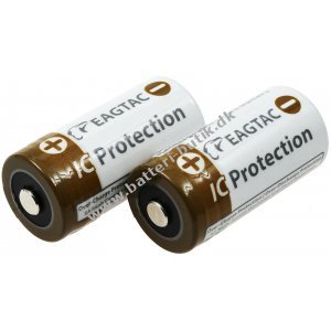 EagleTac CR123 A Li-Ion Batteri 16340 (CR123A, RCR123) 750mAh 3,7V (2 Stück)