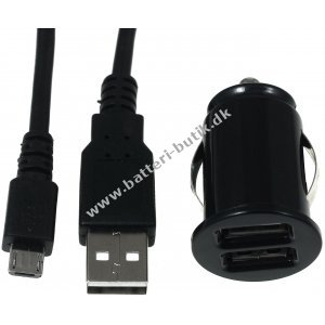 Mini Bil-Ladeadapter inkl. 2.0 High-Speed Ladekabel til Sony Xperia Z / Z2 / Z3 / XZ