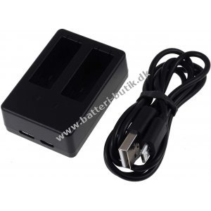 Lader til 2 stk. GoPro Hero 5 Batterier / LaderType AHDBT-501 inkl. Micro USB Kabel