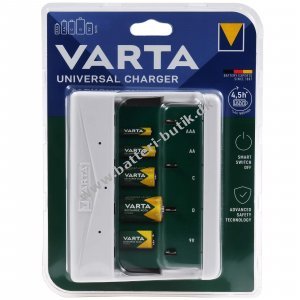VARTA Batteri Universal Lader til AA, AAA, C, D oder 1x 9V NiMH Batterierr