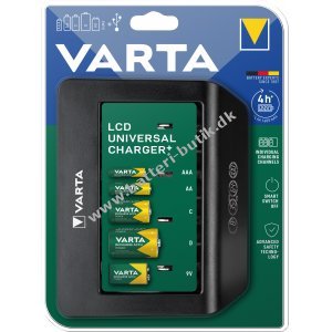 Varta Lader LCD Universal med USB-Ausgang til AA / AAA / C / D & 9V Batterierr