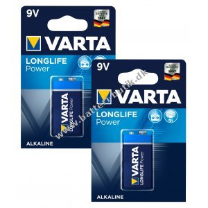 2 Batterin Varta Type 6LF22, PP3, 6LR61, 9V-BlockBatterir 2x 1er Blister