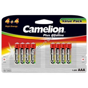 Batterier Camelion Micro LR03 MN2400 HR03 Plus Alkaline (4+4) 8er Blister