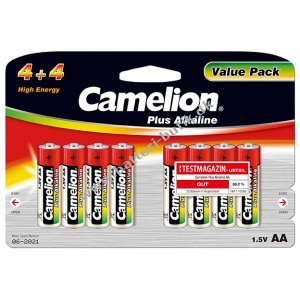 Batterier Camelion Mignon LR6 MN1500 AA AM3 Plus Alkaline (4+4) 8er Blister