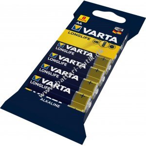 Varta Longlife Extra Alkaline AA Mignon Batterier 8er Foliepakke