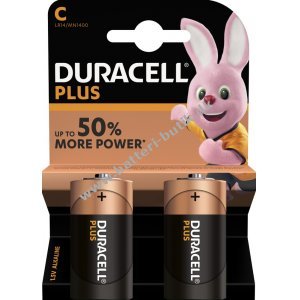 batteri Duracell Plus Baby C 2er Blister