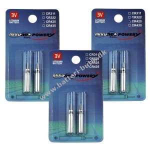 6x Stick batteri CR425 til Elektro Posen, Fiskeri, Bissdisplayr 3x2er Blister