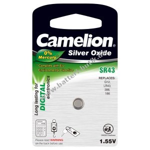 Camelion Slv-Oxid Knapcelle SR43 / G12 / LR43 / 186 / 386 1er Blister