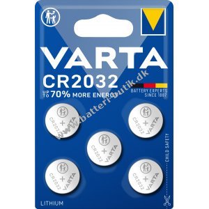 VARTA Lithium Knapcelle CR2032, erstatter DL2032 IEC CR2032 5er Blister