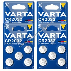 20x VARTA CR2032 DL2032 ECR2032 Lithium Knapcelle – 4x 5er Blister til ure, bilnøgler