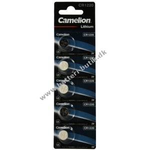 Lithium Knapcelle, Batteri Camelion CR1220 5er Blister, eks. til Ure, LED-Lys, Bilnøgle