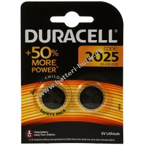 Lithium Knapcelle Duracell CR2025 DL2025 2er Blister