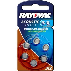 Rayovac Extra Advanced Høreapparat Typ 312AE 6er Blister