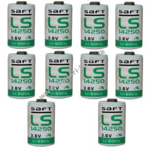 10x Lithium Batteri Saft LS14250 1/2AA 3,6Volt