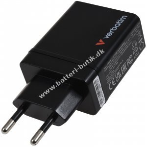 Verbatim Ladeadapter CHR-30EU1 30W GaN sort 2x USB-A 1x USB-A QC 1x USB-C PD Retail