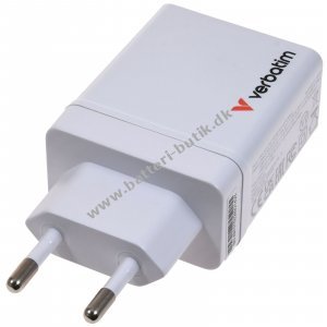 Verbatim Ladeadapter CHR-30EU2 30W GaN hvid 2x USB-A 1x USB-A QC 1x USB-C PD Retail