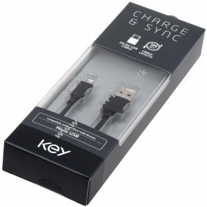 USB-A på USB Micro Datakabel Ladekabel kompatibel med Key HKU908 1m Sort