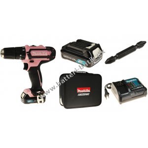 Makita Batteri-SlagBore/skruemaskine Set HP331DSAP1 Pink 12V, 24W, inkl. Transporttaske og Bit