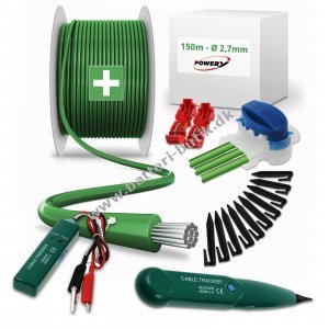 Afgrnsningskabel reparationsst 150m 2,7mm - med kabelbrud tracker 200 plkker 10 stik 4 klemmer