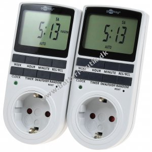 goobay Digital programmerbar timer med beskyttelseskontakttilslutning Type F, 2er-Set Hvid