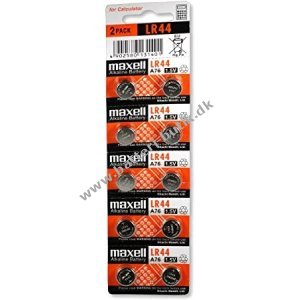 Maxell Alkaline Batteri Knapcelle LR44 A76 V13GA AG13 L 10er blister