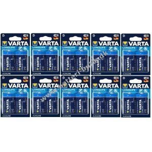 Varta Longlife Power Alkaline Batteri LR20 D 2er blister 10 pakker 04920121412