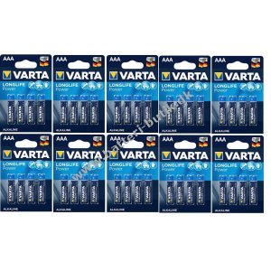 Varta Longlife Power Alkaline Batteri LR03 AAA 4er blister 10 pakker 04903121414