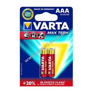 Varta Max Tech Alkaline Batteri LR03 AAA 2er 04703101412
